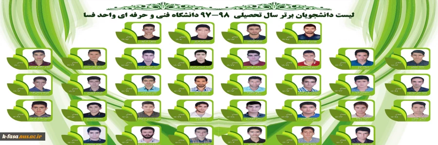 اسامی دانشجویان برتر آموزشکده فنی و کشاورزی فسا