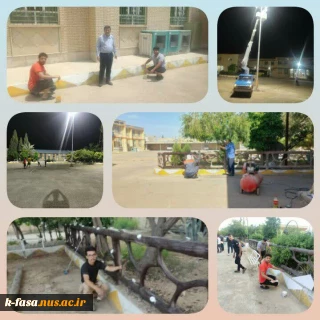 رنگ آمیزی ، تنظیف محیط خوابگاهی  و آماده سازی برج نوری به کمک سلولهای خورشیدی در دانشگاه ملی مهارت فارس-مرکز فسا